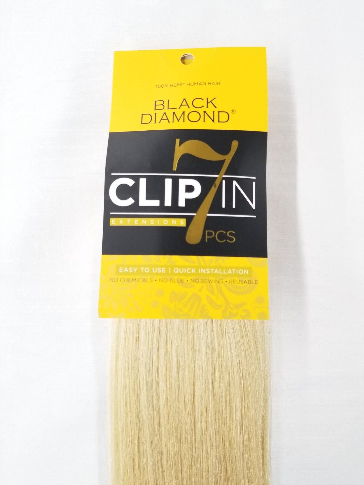 Black Diamond 7 Piece Clip In Weave 100% Remi Human Hair Extension 613-Blonde