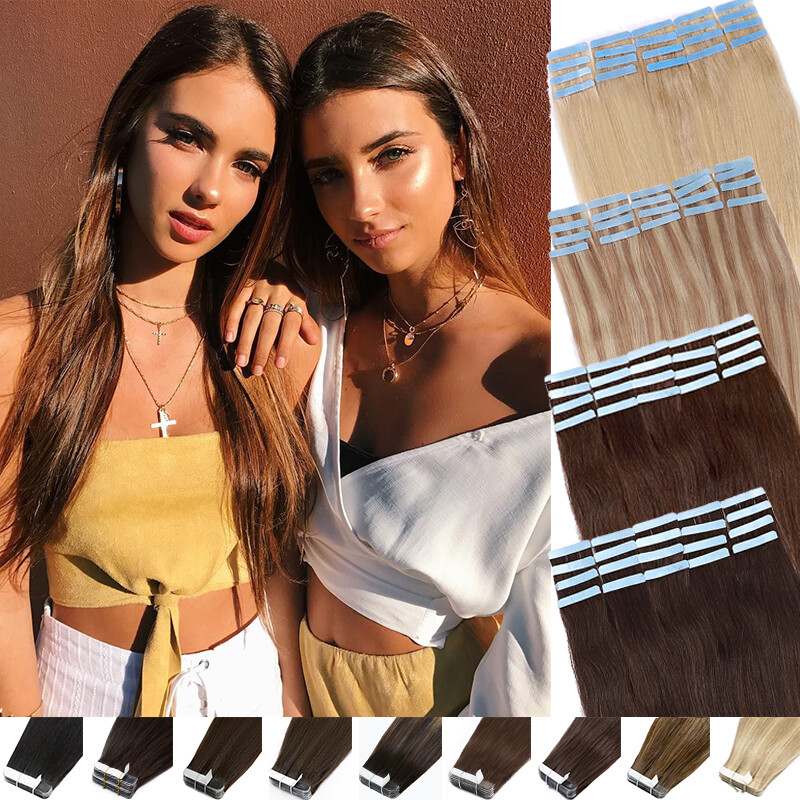 CLEARANCE Real Human Remy Hair Extensions Tape In Invisible Skin Weft 40PCS 100G
