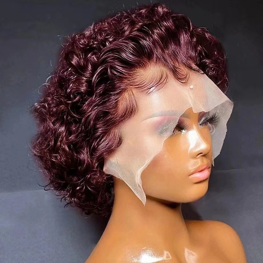 Women’s African Style Short Finger Wave Wig, Rose Net Synthetic Curly Wig