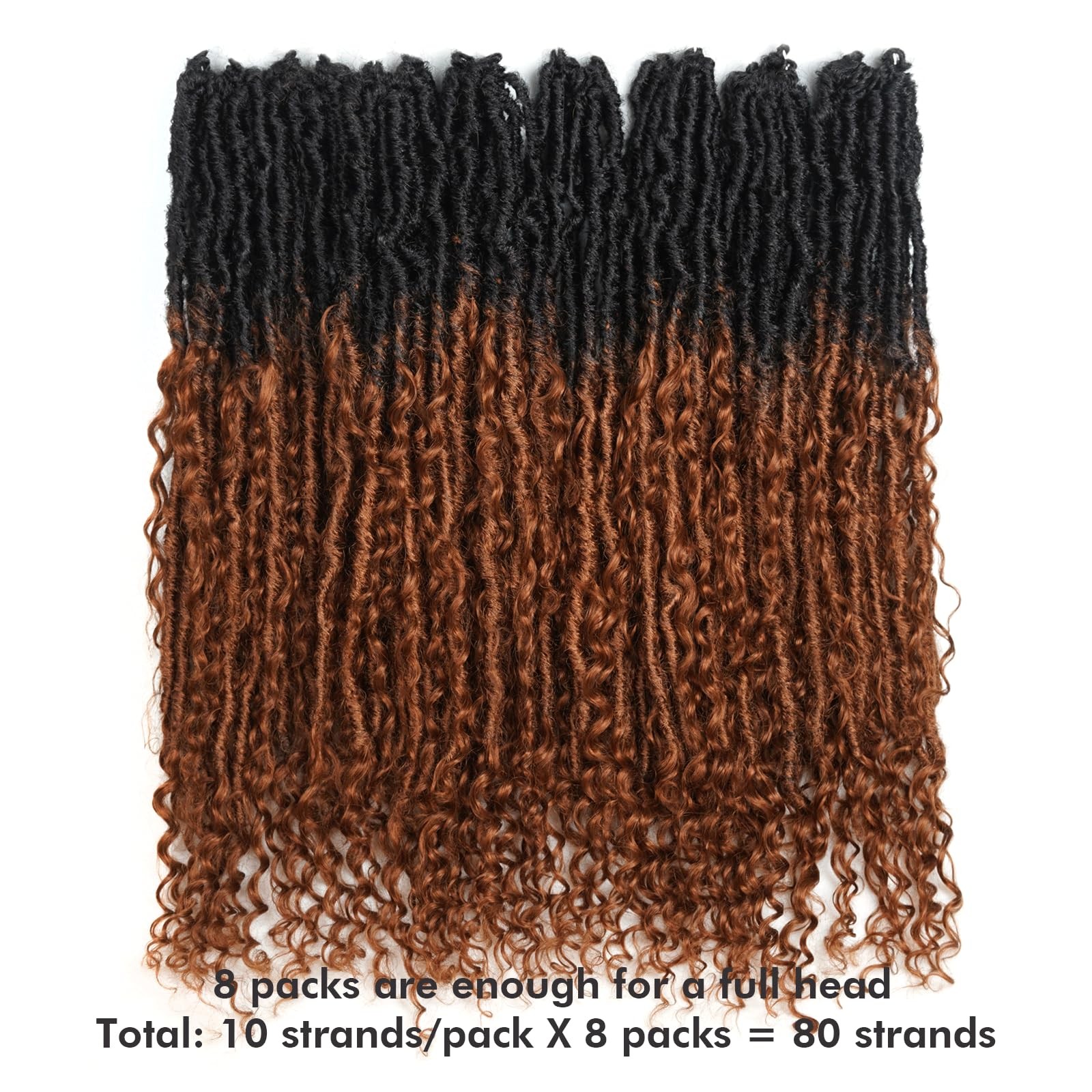 Toyotress Boho Human – 20 Inch 8 Packs Pre-Looped Crochet Human Curls