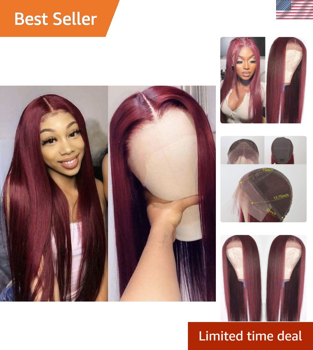 Glueless 99J Burgundy Long Straight Wigs – Versatile Heat Resistant Fiber Hair