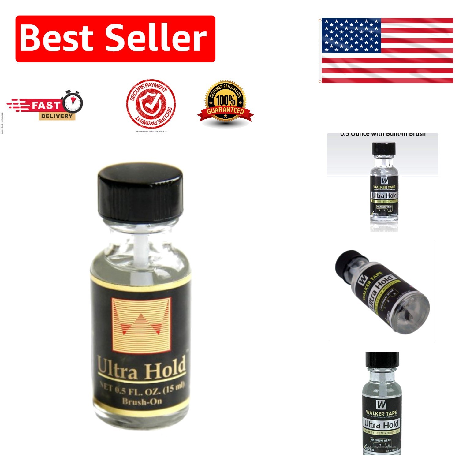 Waterproof Lace Wig Glue – .5Oz Soft Bond Adhesive with Brush Applicator
