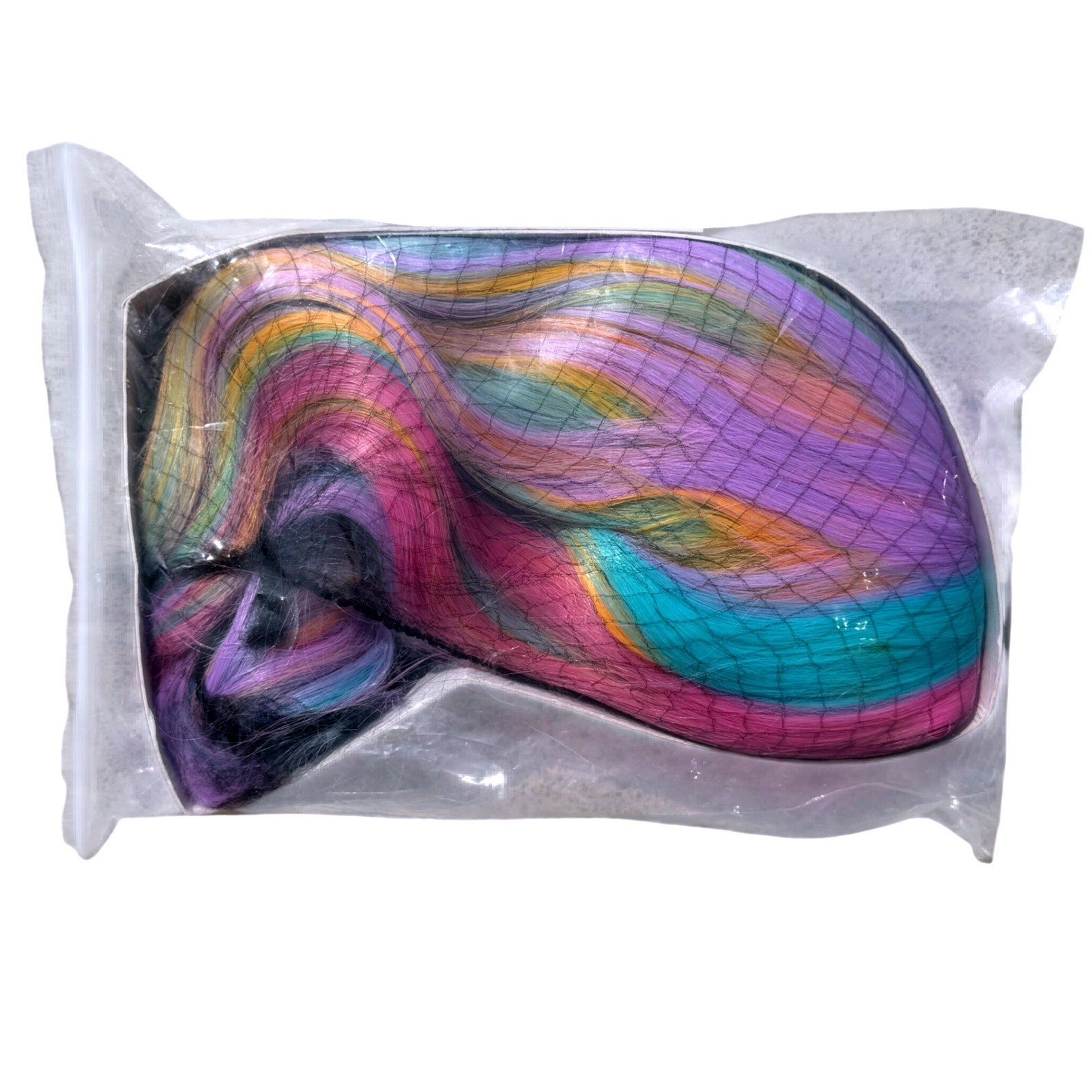 NWT Rainbow Pastel Wavy Synthetic Wig Pink Blue Yellow Shoulder Length Cosplay