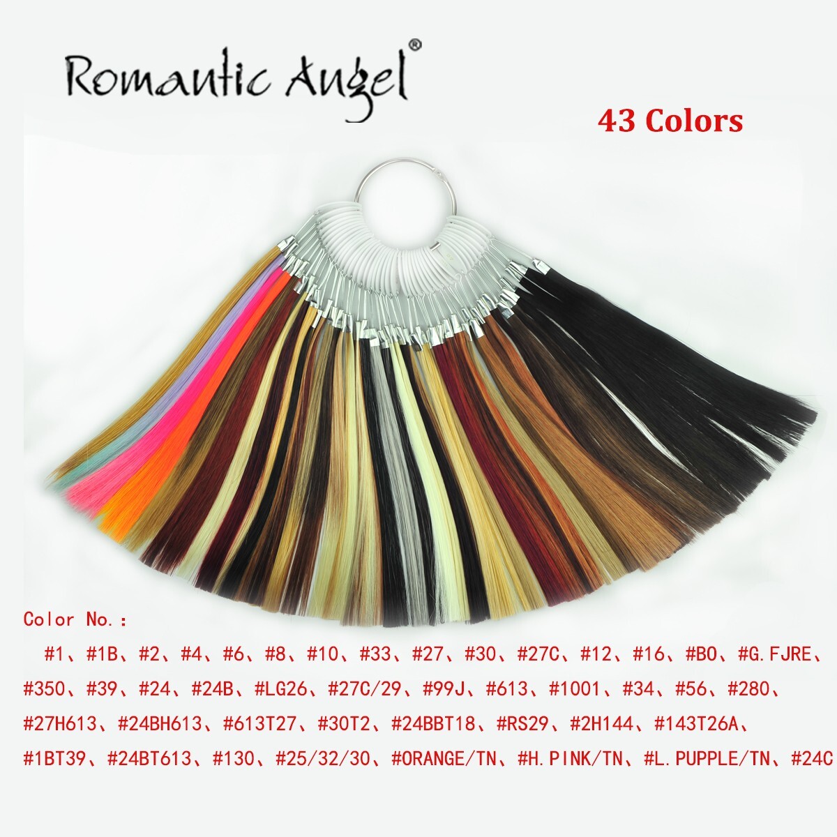43pcs of color ring color chart hair extension kanekalon Fiber synthetic color