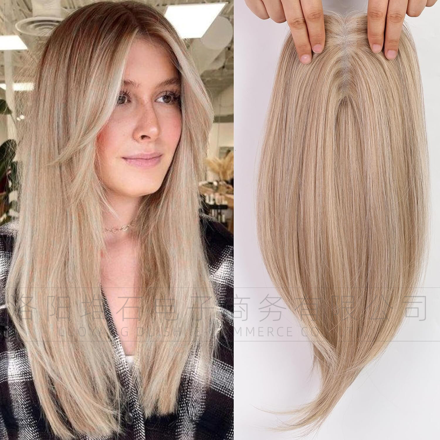 18 Inch Hair Toppers Synthetic Hair Toppers Hair Pieces Swiss Base with 3 Clips
