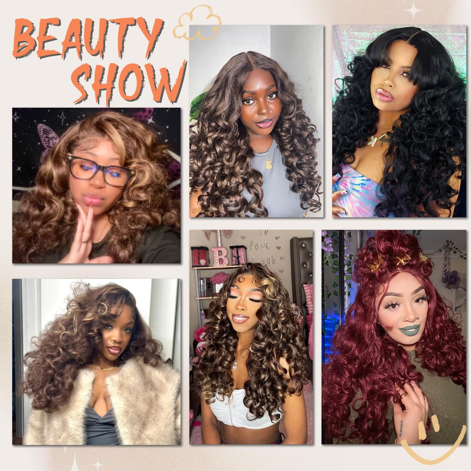 Soku Curly Lace Frontal Wigs For Black Women Long Wavy Red Burgundy Glueless