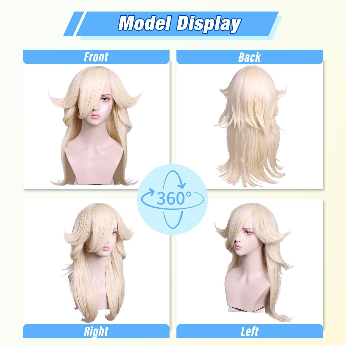Long Wavy Blonde Princess Cosplay Wig for Women Halloween Party Costume (Big …