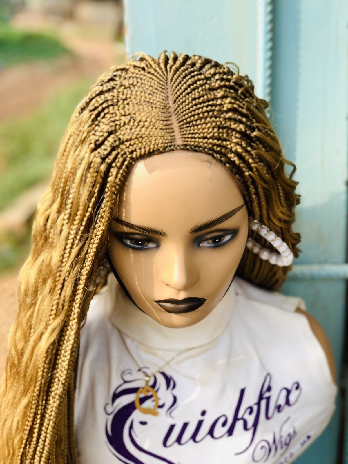 Braids On Lace Closure Wig Curly Synthetic Braided Wigs Black Wigs, Boho Braids