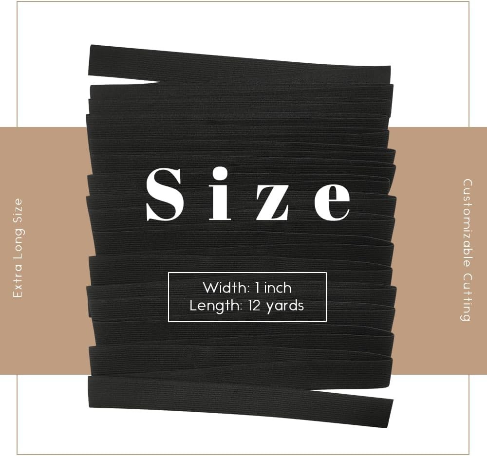 Washable 1 Inch x 12 Yard Elastic Bands for Wigs – Great for All Crafting Needs
