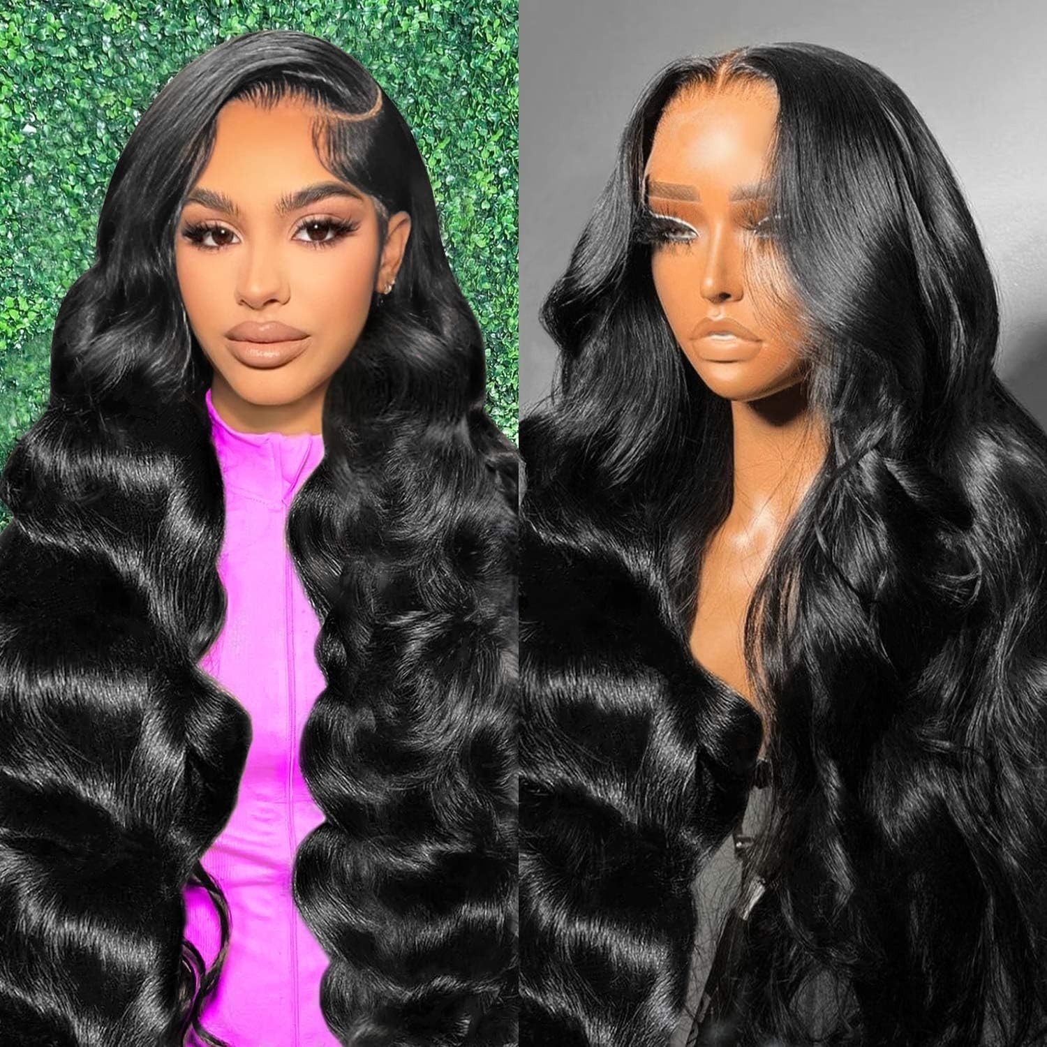 Luxury 30-Inch 13×6 Lace Front Wig – 200% Density Human Hair in Natural Black