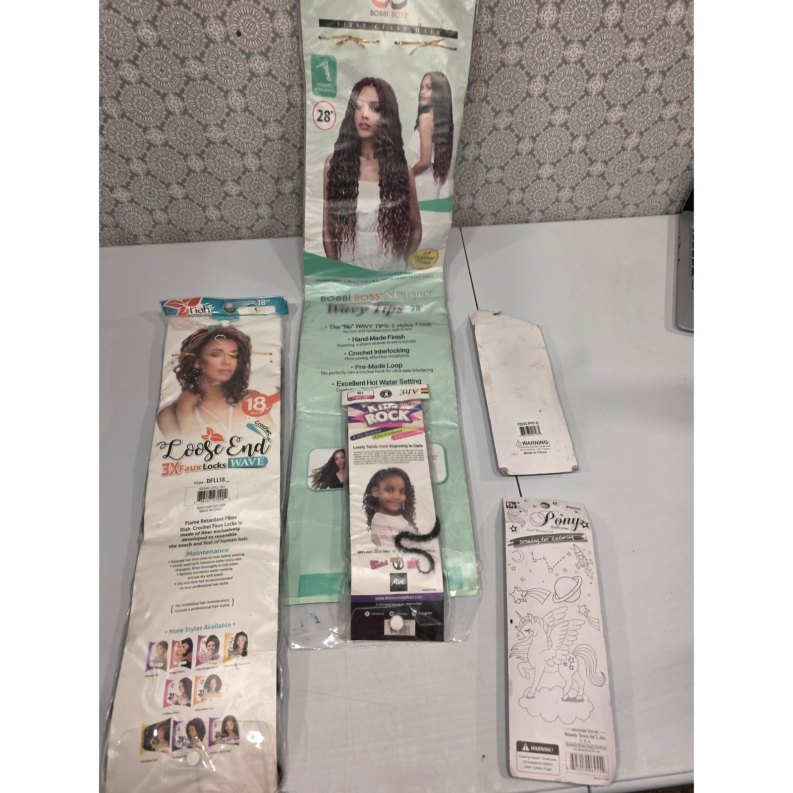 Lot of Crochet Hair Weave Bundles & Hair Accessories for Braiding Locs