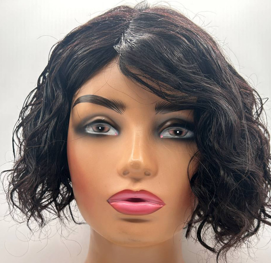 Fancy Hair 8in Deep Curly Pixie Cut Black Bob Remy Human Hair Wig