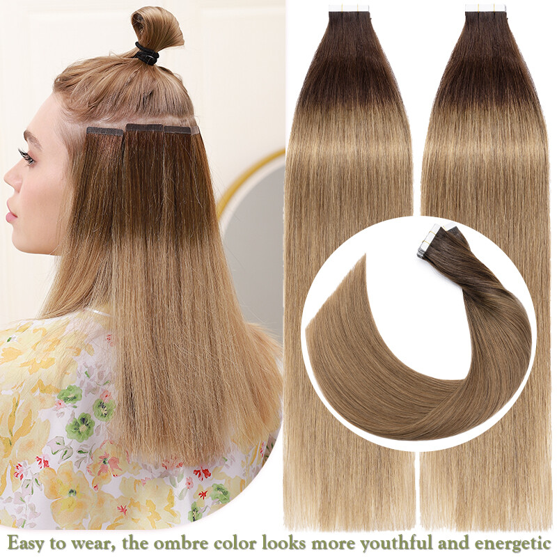 8A Tape in Remy Real Human Hair Extensions Seamless Skin Weft Full End 20pcs 50G