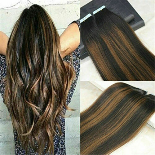 12A RUSSIAN TAPE IN HAIR Extensions 1B#/4# BALAYAGE OMBRE 40Pcs 100g STRAIGHT