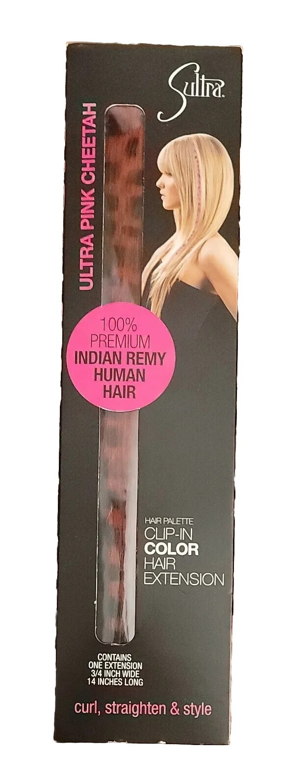 New Sultra Ultra Pink Cheetah Clip Hair Extension-100% Premium Remy Human Hair