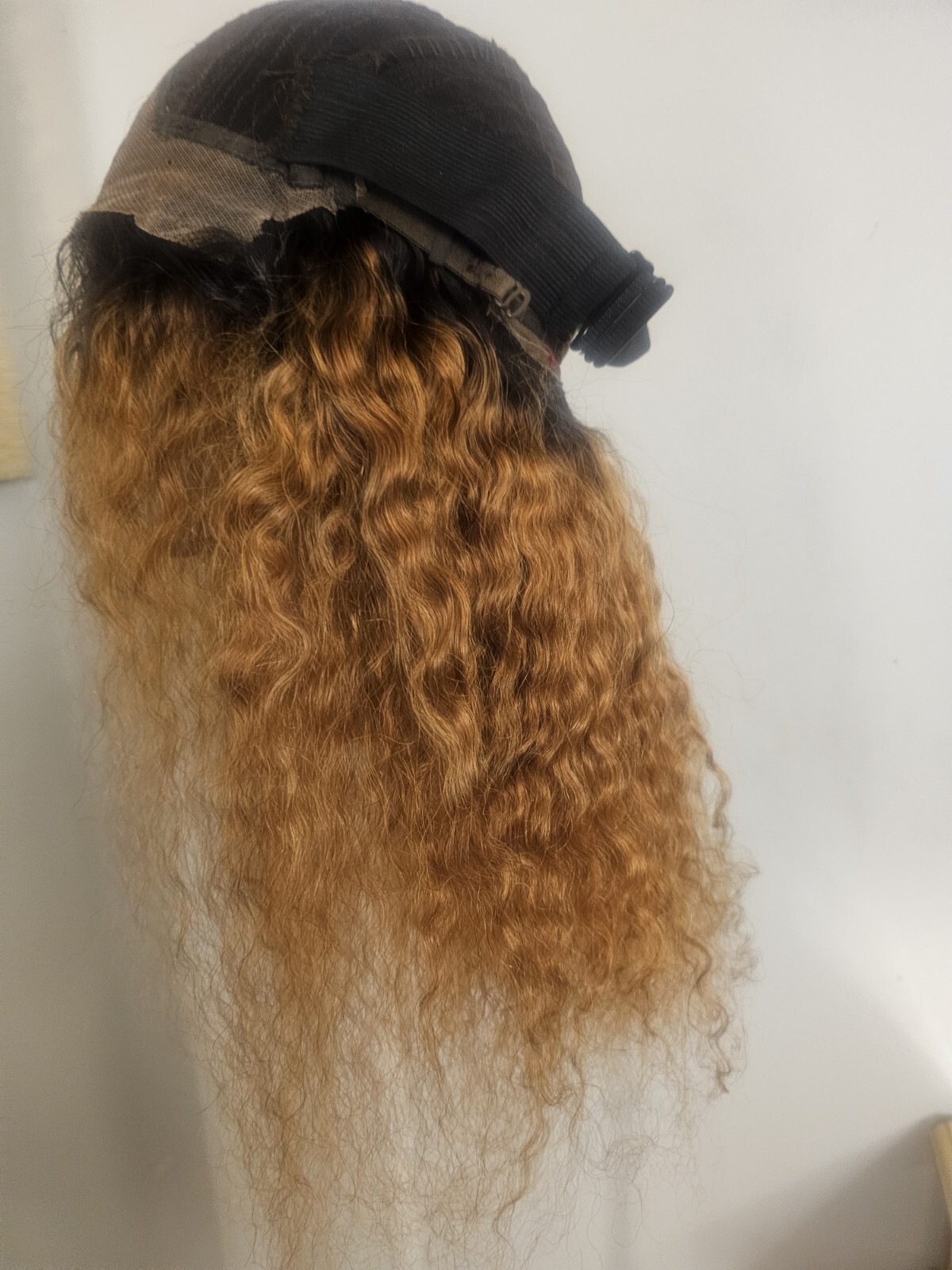 High Quality regular Top Copper Brown 22″ curly 100% Virgin Human Hair Lace Wig