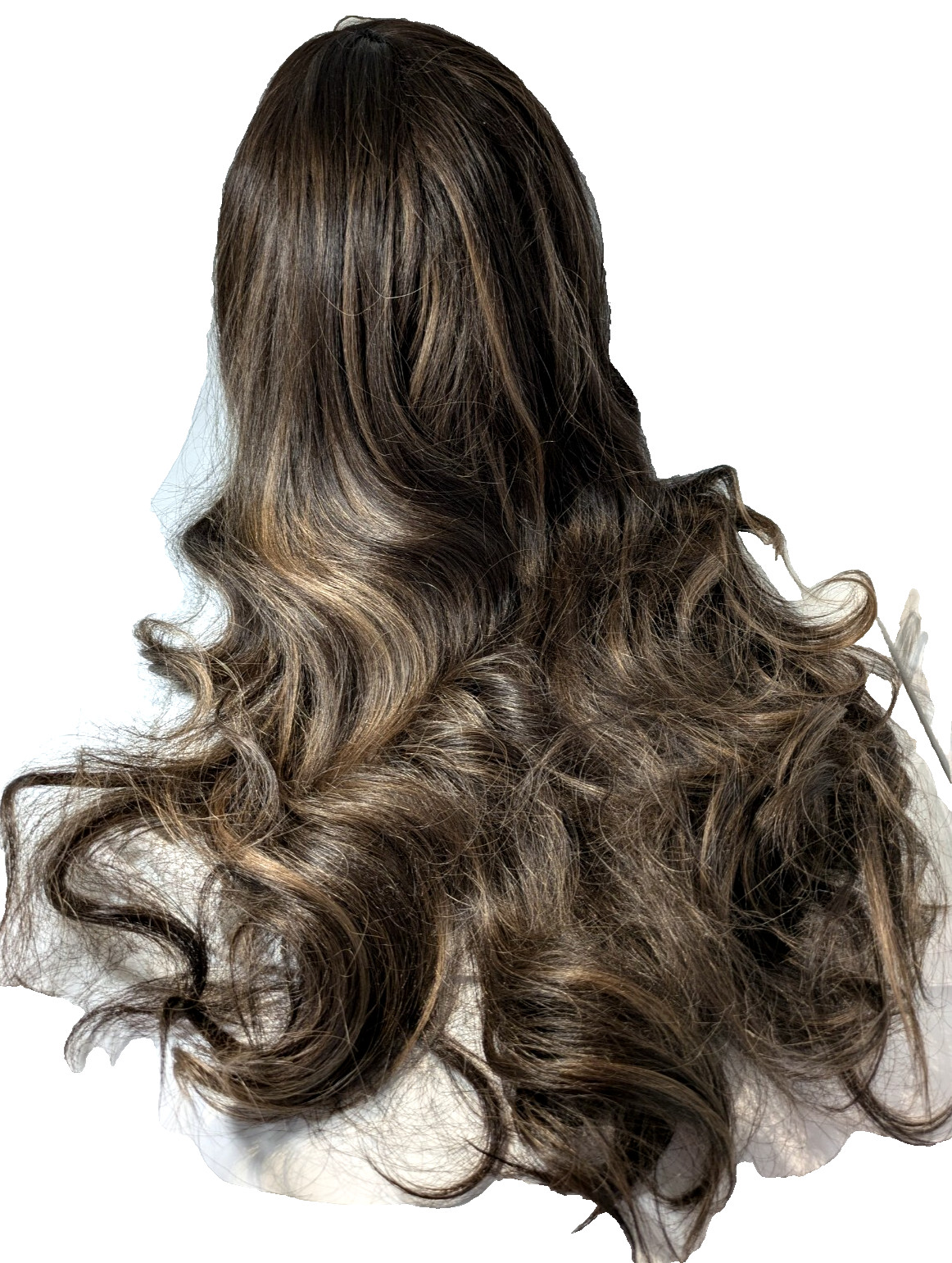 Long Mixed Brown Wavy Wig for Women Lace Front Cap Natural Looking 26″