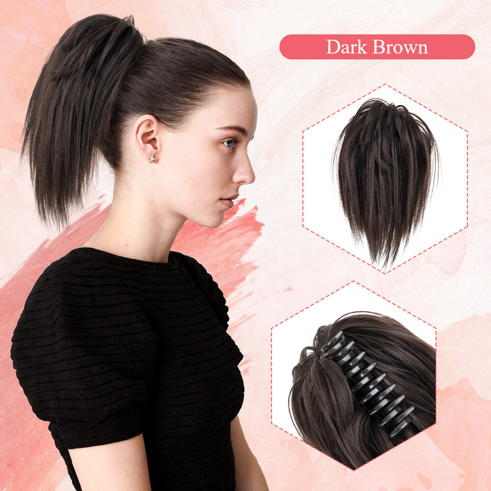 US Messy Bun Hair Piece Bendable Claw Clip in Ponytail Extension Women Pony Tail