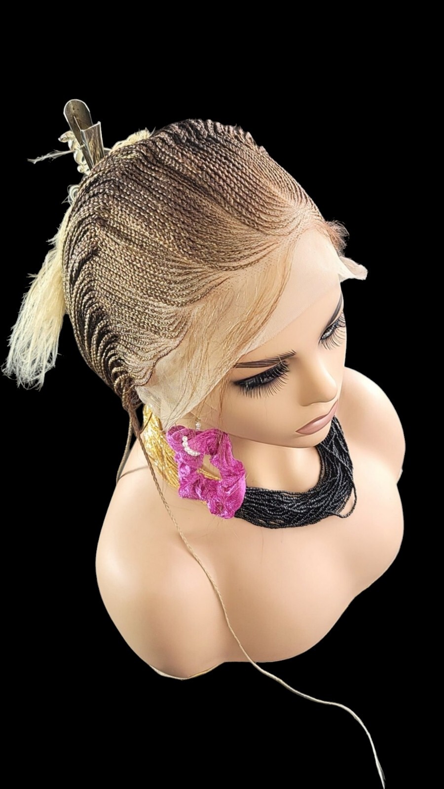 Braided Wig Full Lace Glueless Micro Braids 22” Ombre Blonde Long Handmade NWT
