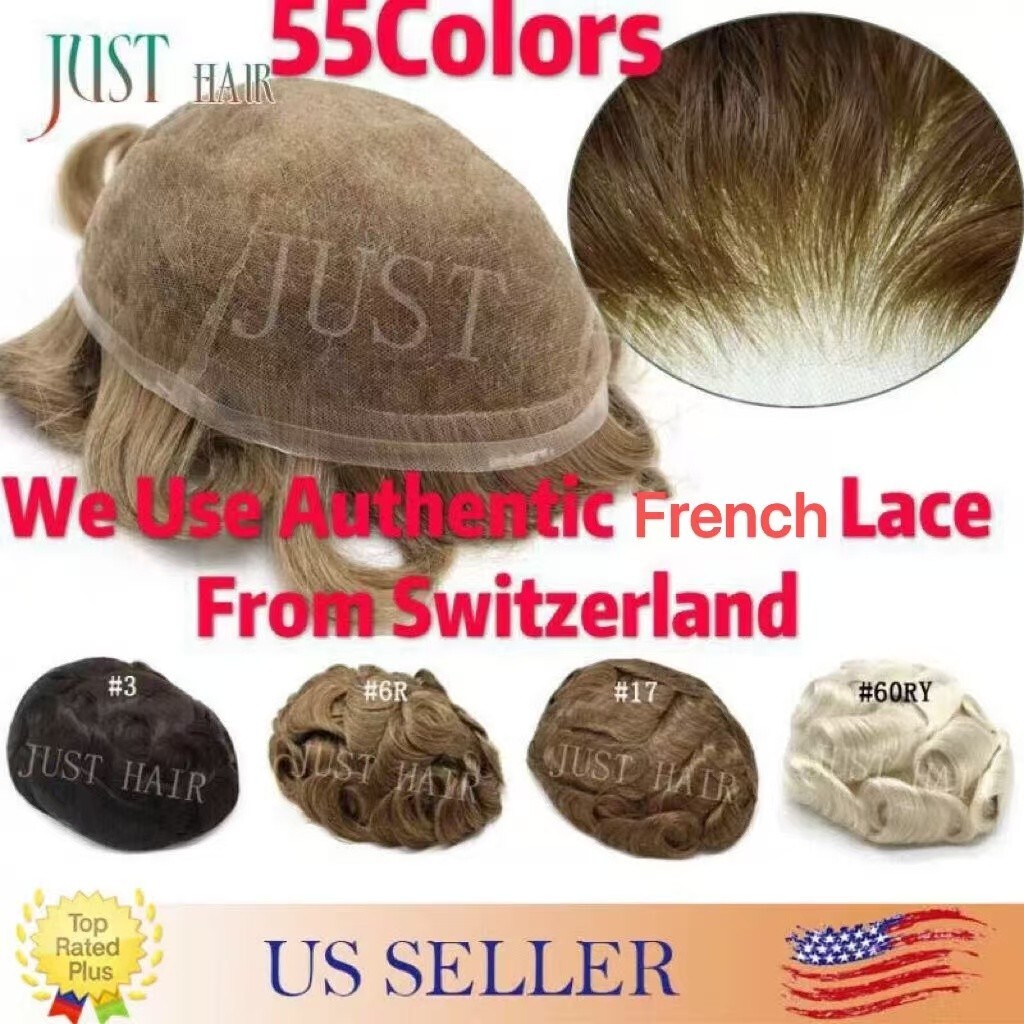 Full SWISS Lace Men Toupee Light Density Remy Hair System Replacement for Men US