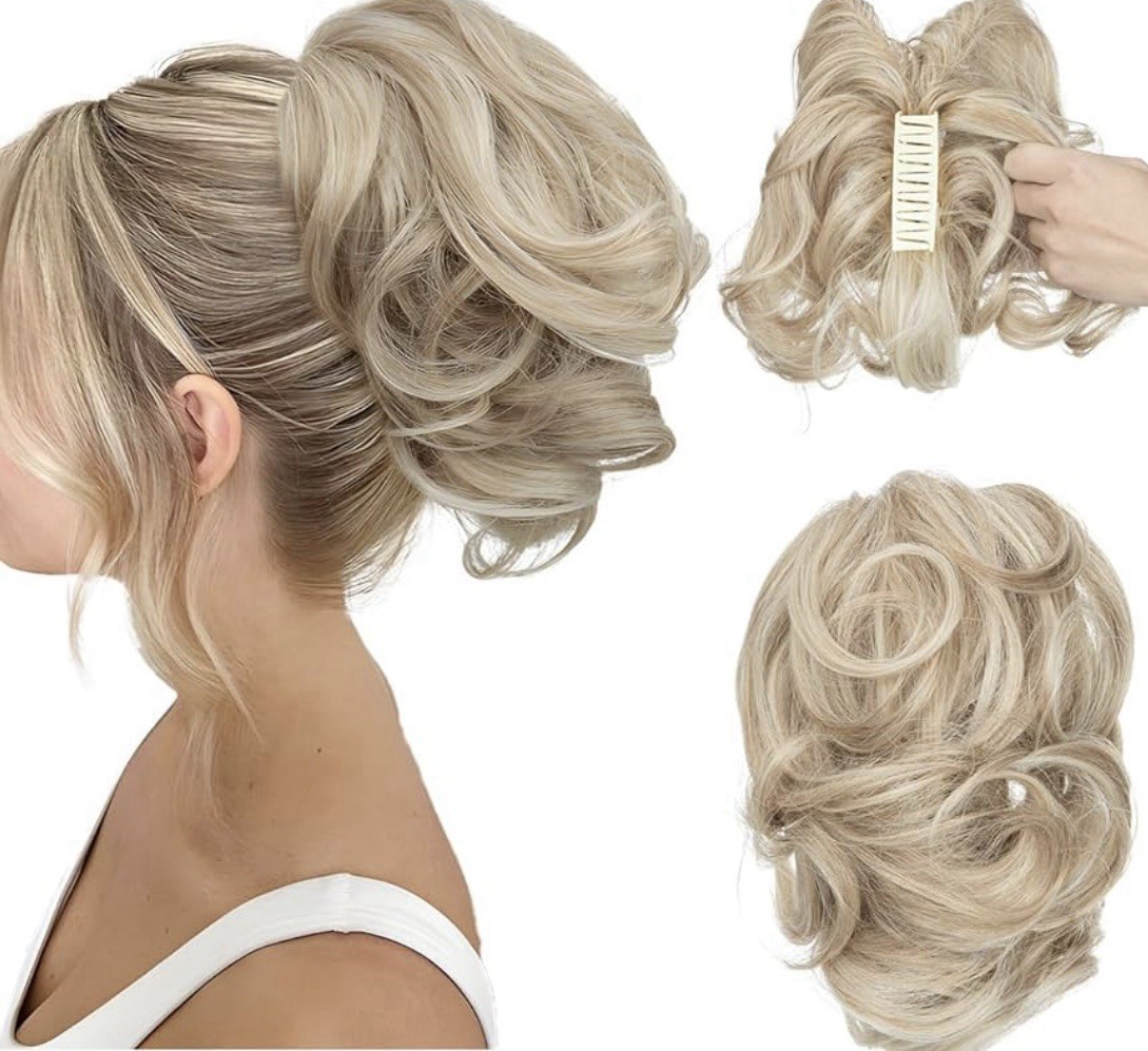 CJL HAIR Claw Clip Short Ponytail Hair Extensions, Synthetic Hair Sunny Blonde