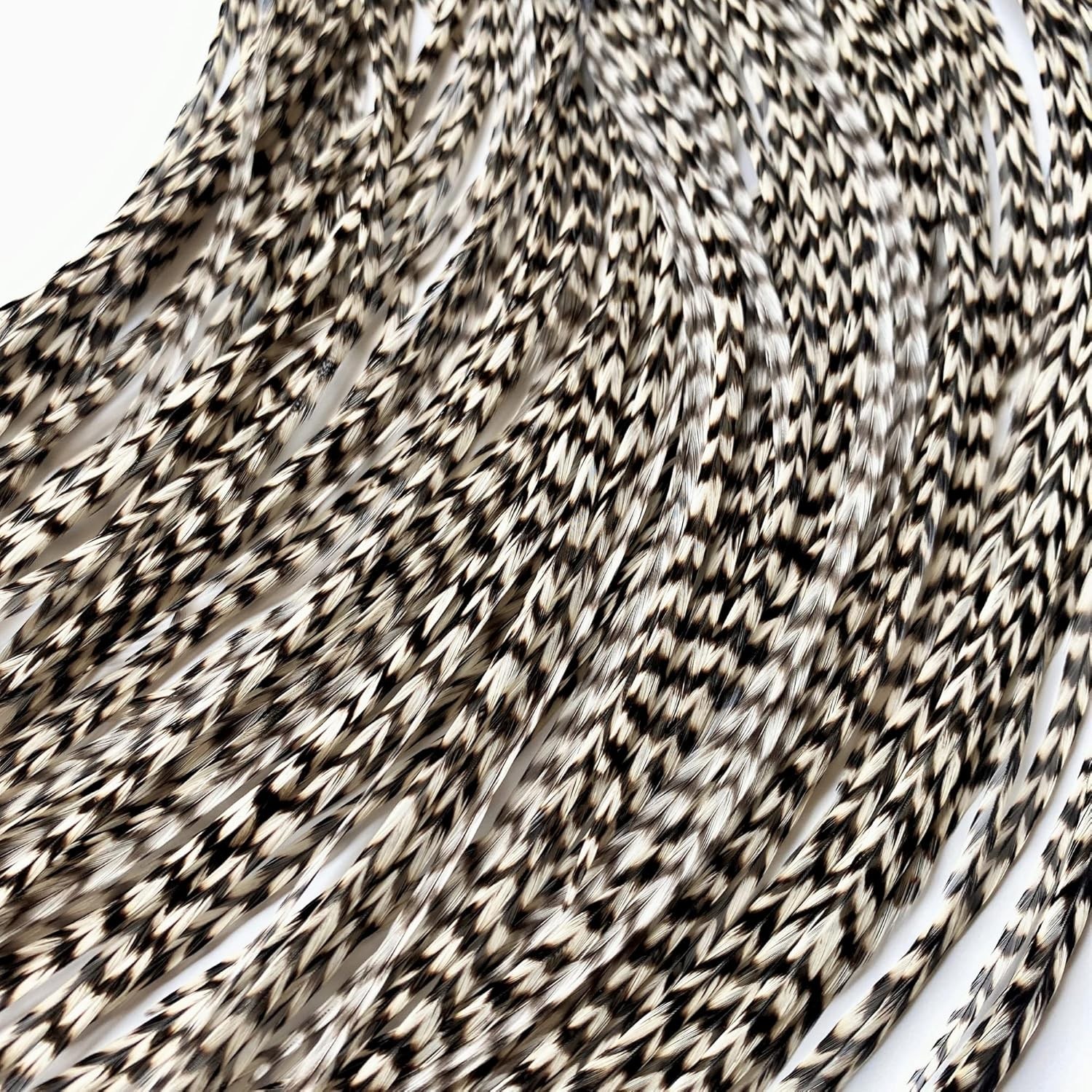 Bohemian Black & White Striped Feather Hair Extensions DIY Kit – 20 Real Feat…