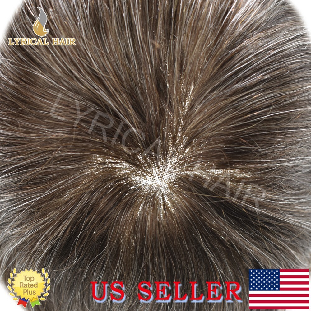 Mens Toupee Human Hair System Swiss Lace Front Skin PUGrey Black Brown Hairpiece