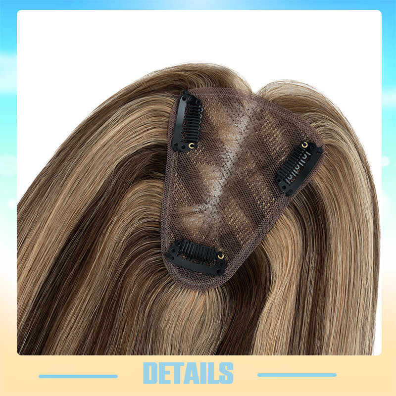 Full Lace Topper Clip in Real Remy Human Hair Toupee 8x10CM Hairpiece Free Part