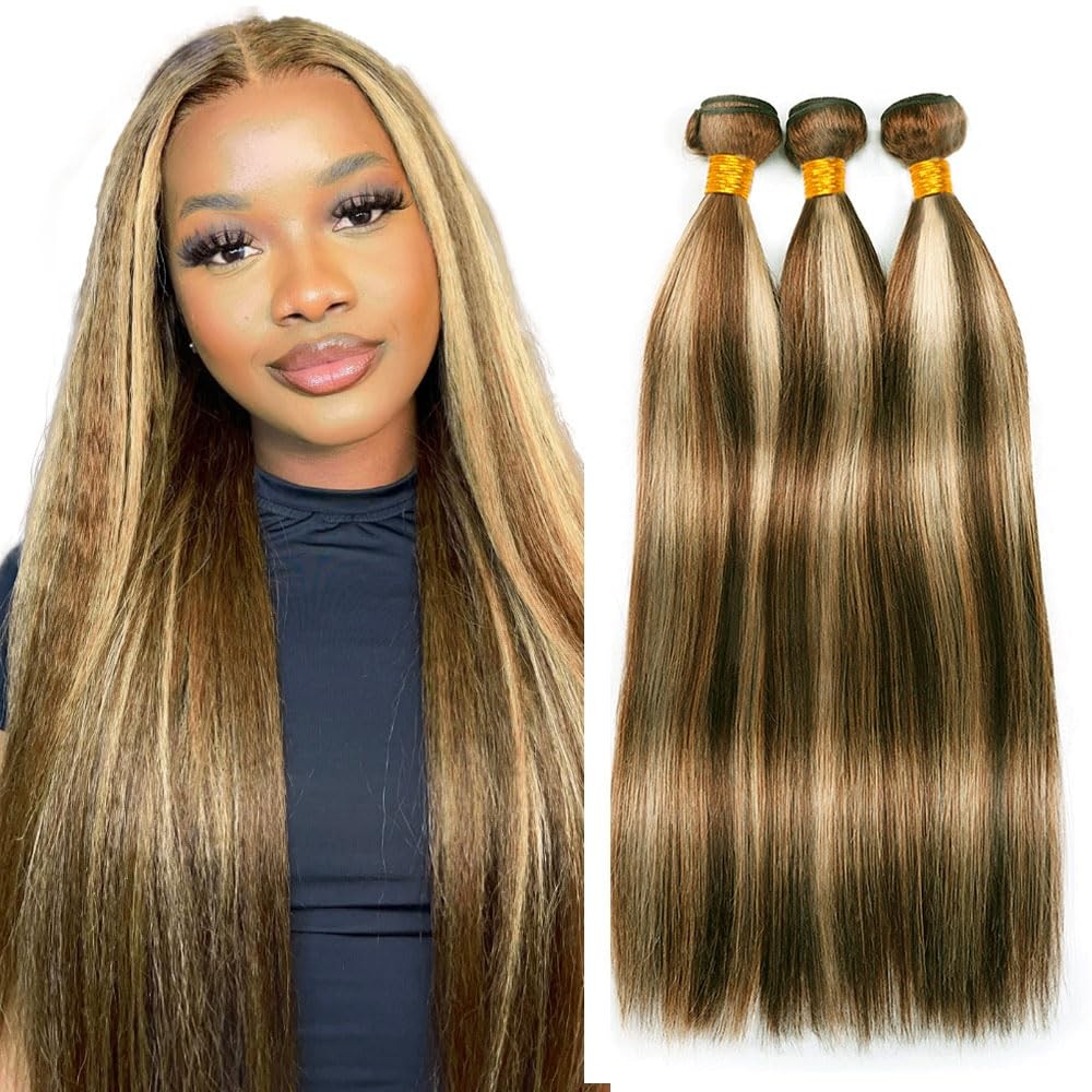 P4/613 Highlight Blonde Bundles Human Hair Straight Bundles 24 26 28 Inch Unp…