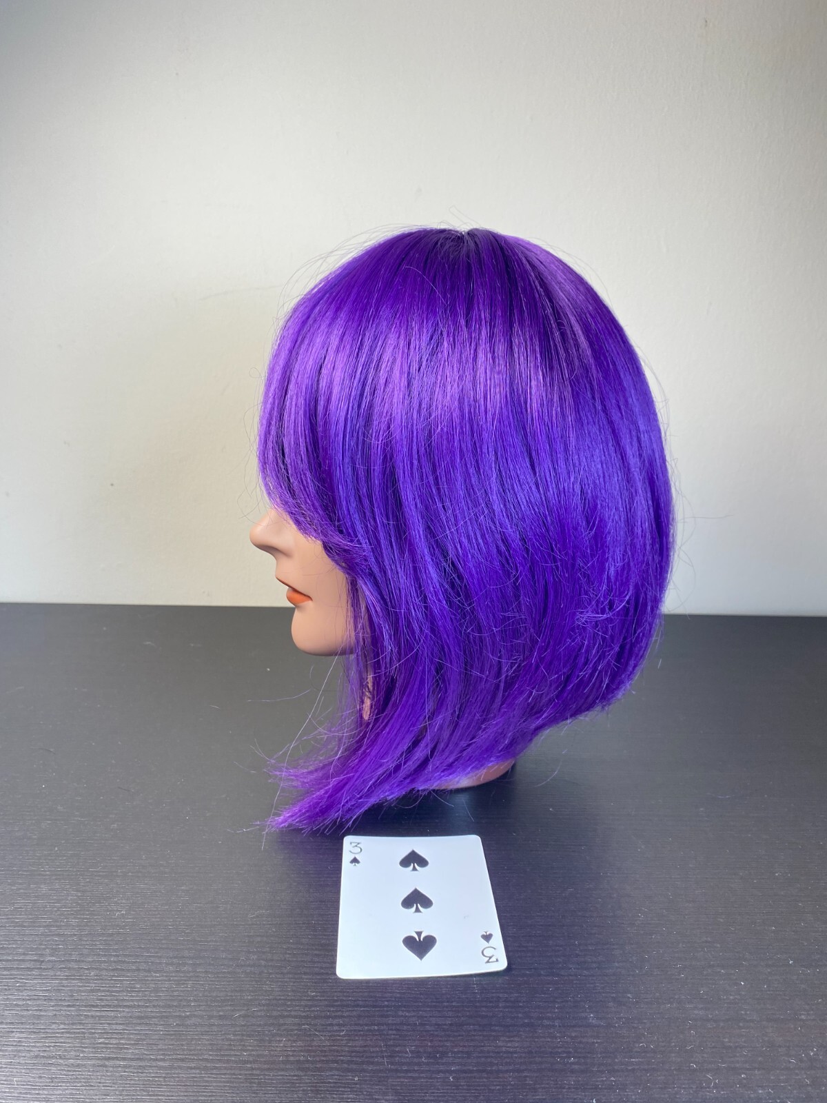 Beshe Purple Bob Curtain Bangs Wig Change of Pace Costume Collarbone