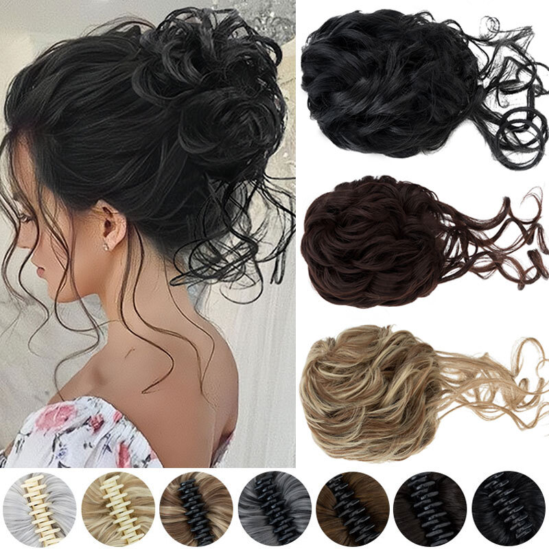 Jaw Claw Clip Large Messy Bun Scrunchie Hair Piece False Updo Hair Extensions US