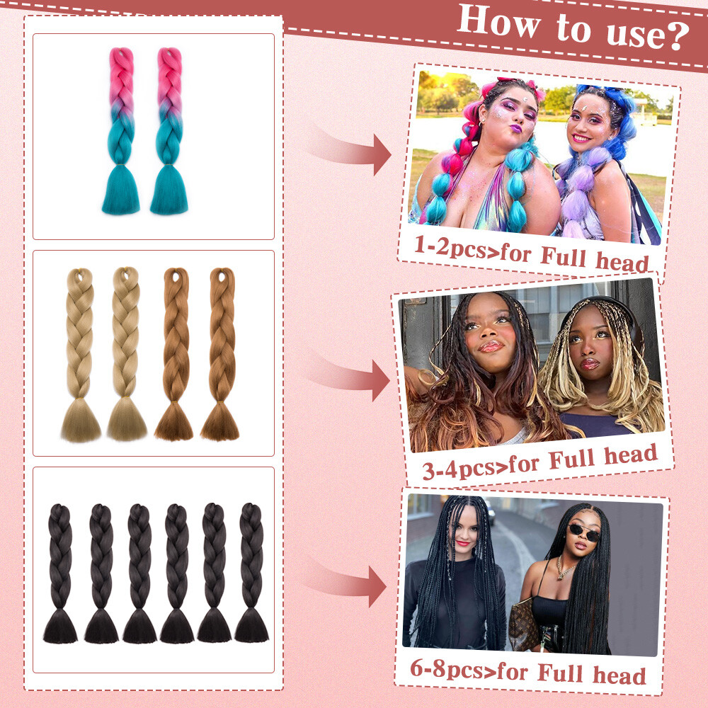 Festival Tinsel/Jumbo Braiding Hair Extensions for Women Girls Kids DIY Braid US