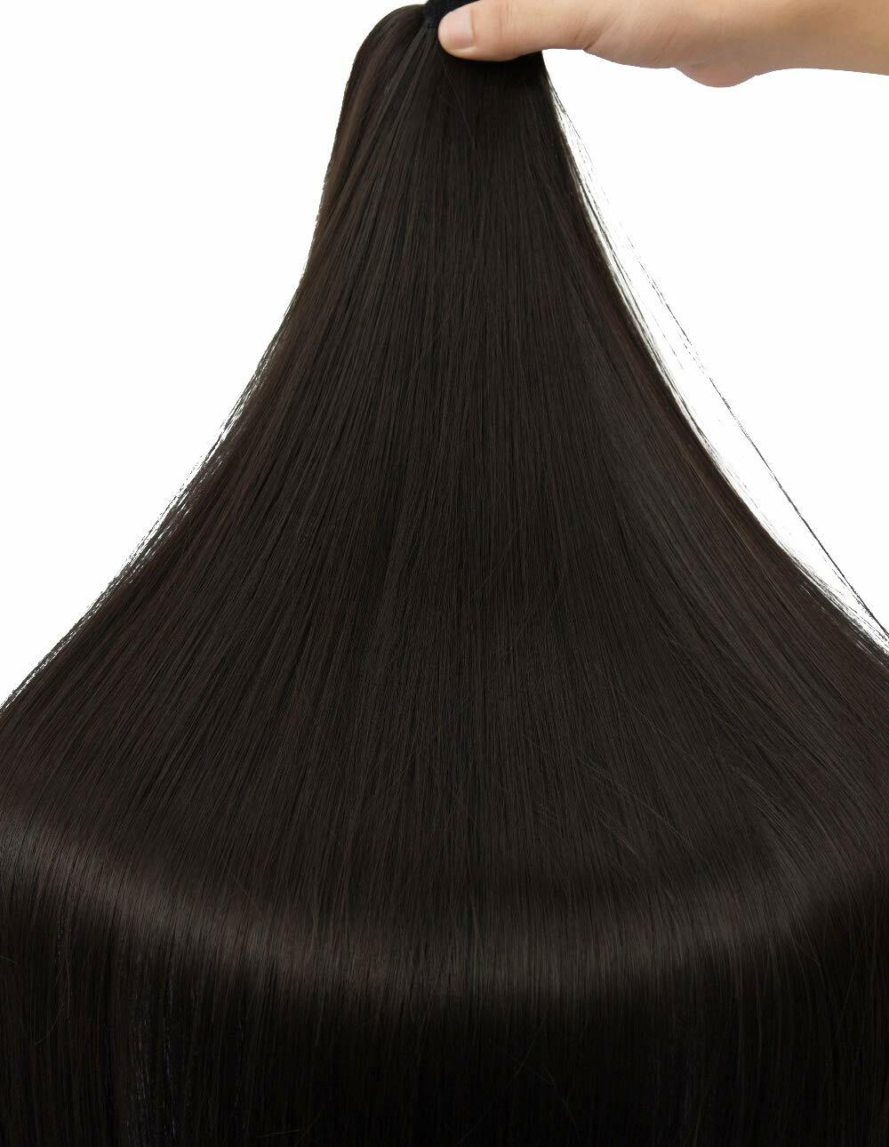 Seikea 22″ Clip-In Ponytail Wrap Around Straight Hair Black Brown