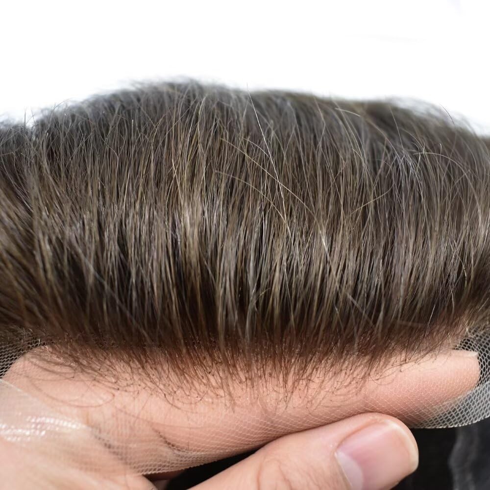 Swiss Lace Front Poly Lace Skin Hair Replacement Systems MensToupee Hairpieces