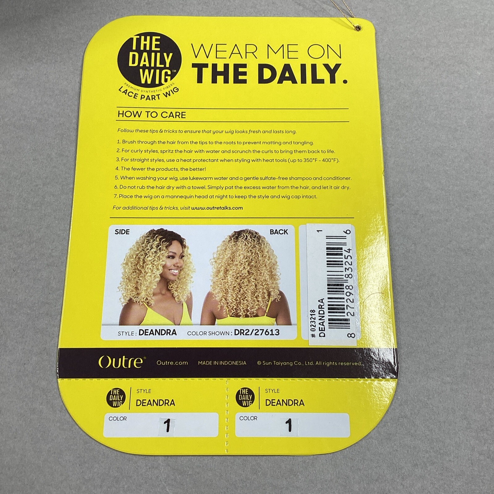 Deandra Long Curly #1 Jet Black Premium Synthetic Lace Part Wig