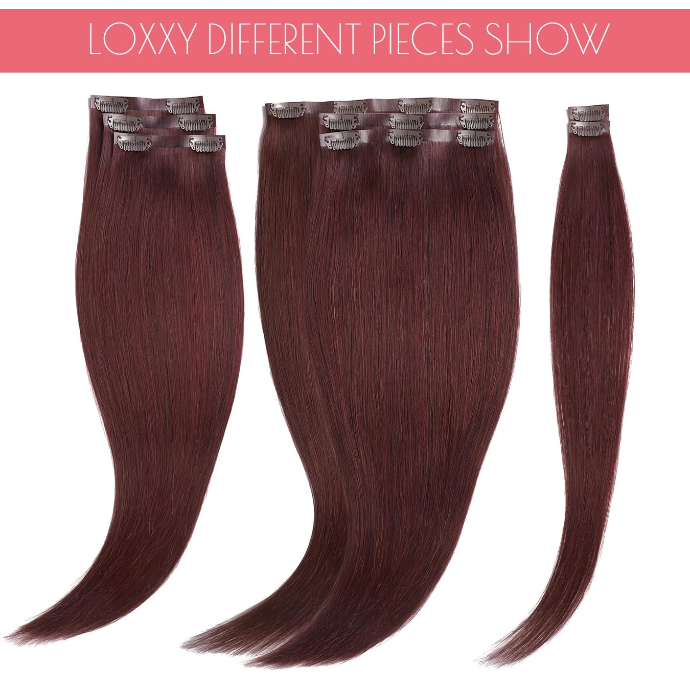 Loxxy Seamless Human Hair Extensions Clip Ins – Red Natural Clip Ins Real Human