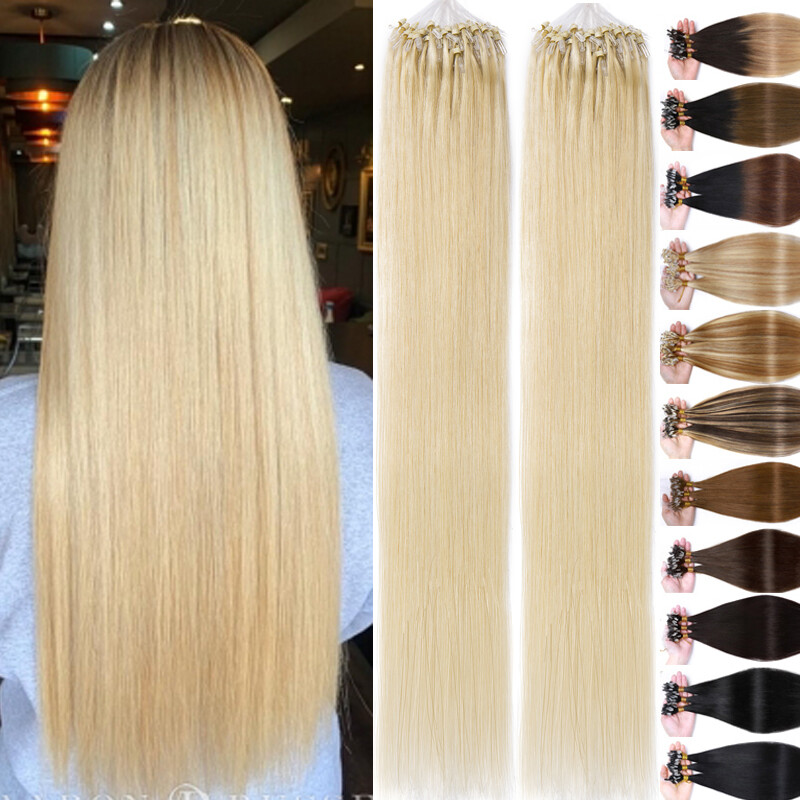 Thick 100G Easy Micro Loop Ring Remy Human Hair Extensions Beads I Tip Blonde 1G
