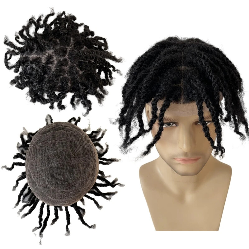 Afro Twist Braids Toupee Full Lace Hair System for Black Men