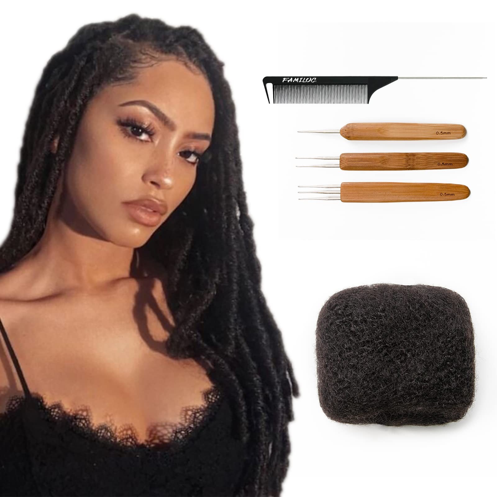 Afro Kinky Bulk Human Hair for Natural Looking Dreadlock Extensions, Locs Rep…