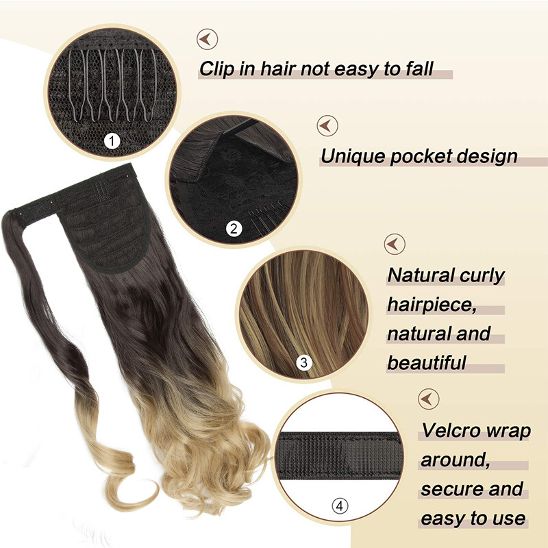 US Long 1 pcs Magic Ponytail Extensions Hair Extension Real Wrap Around Ponytail