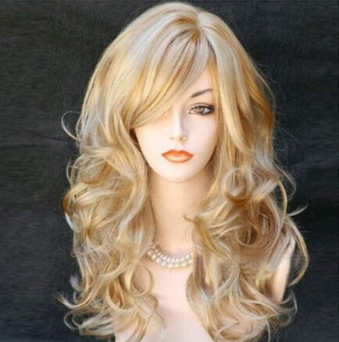62cm Charming Women Side Bangs Long Curly Full Hair Synthetic Wig