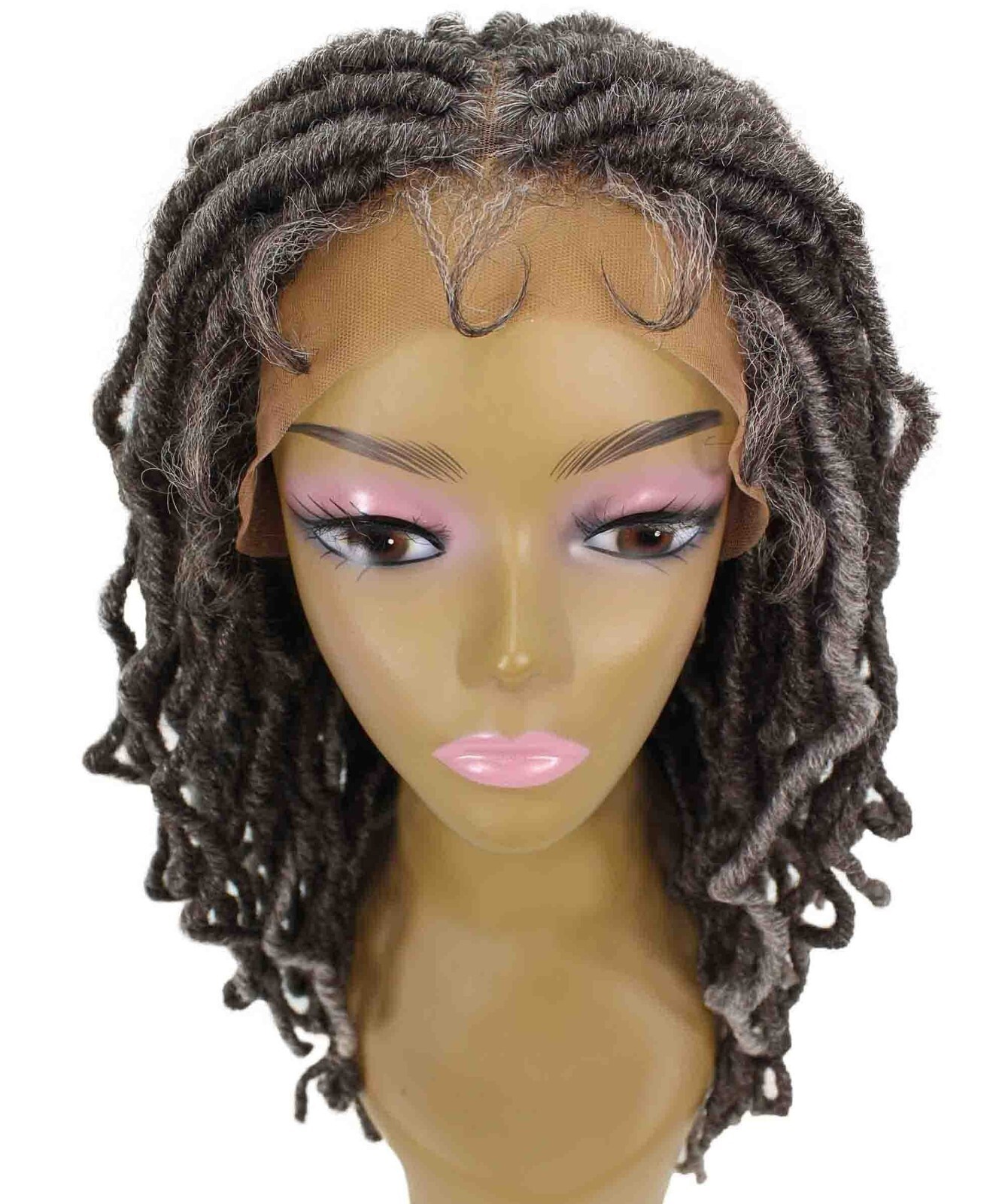 LUXLUXE Dara Curly Dara 22 in Long Dara 4X4 Hand Tied Lace Braid Braided Wig