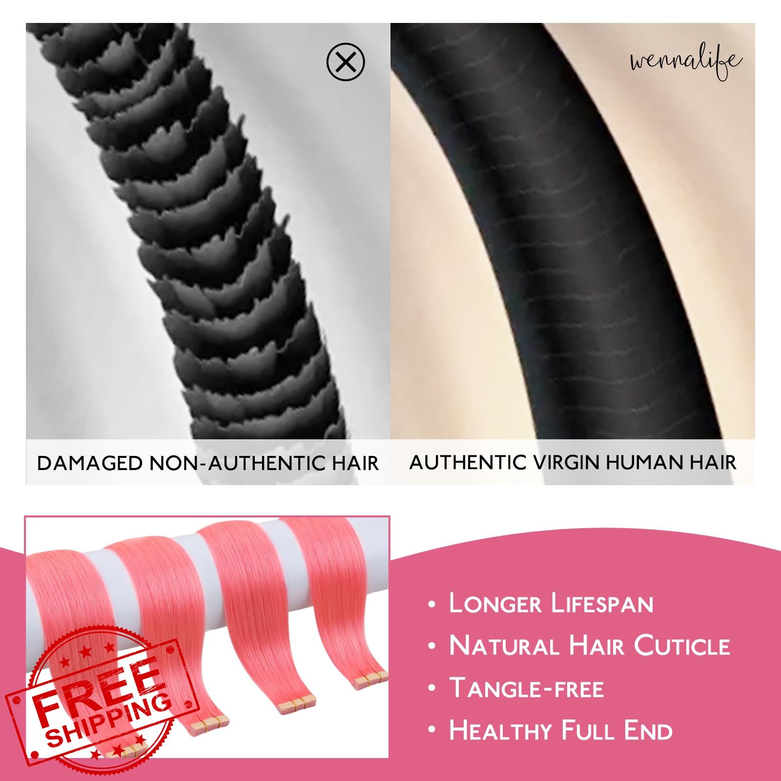 Wennalife Light Pink Tape Ins 10 Inch