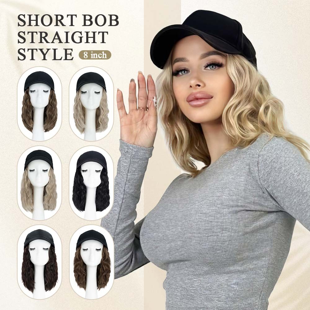 6in/8in/16in Baseball Cap with Hair Extensions Natural As Human Hat Hairpiece US