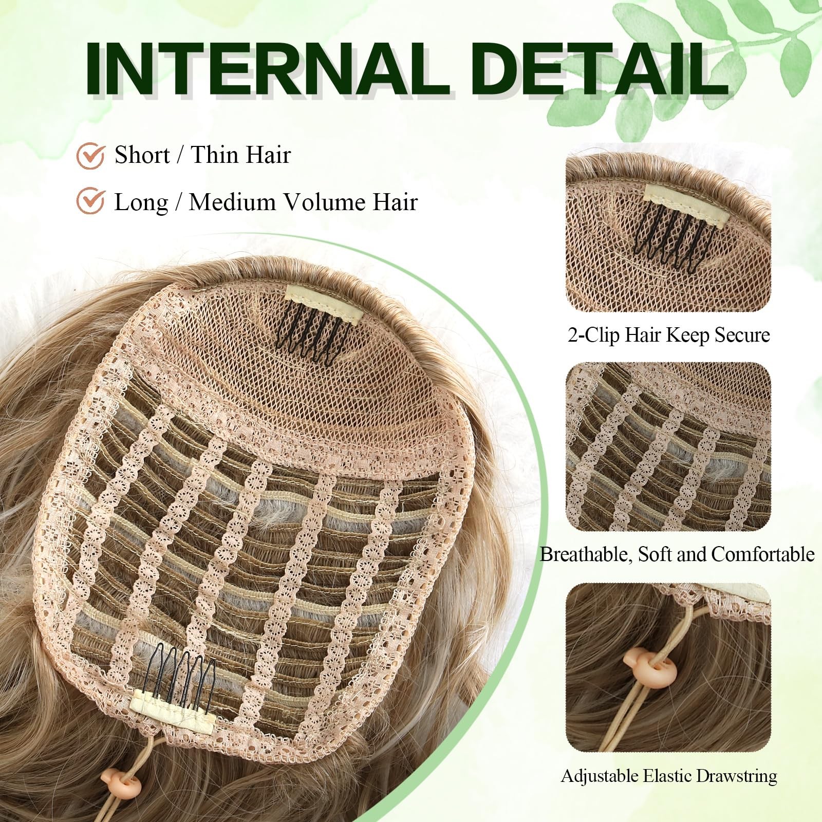 Mayouda 18in Long Curly Wavy Drawstring Ponytail Extension Light Blonde