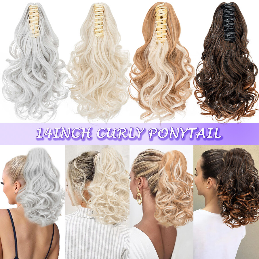 14″ Short Claw On Ponytail Hair Extensions Natural Clip Pony Tail Thick As Human