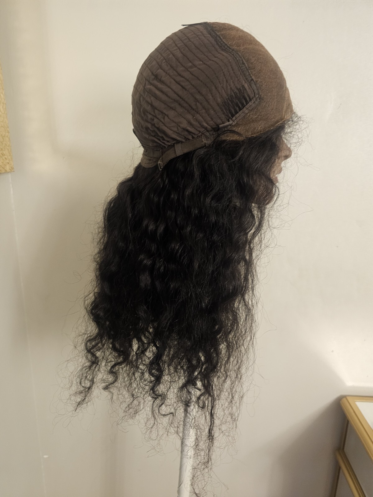 High Quality regular Top Black 20″ curly 150% Virgin Human Hair Lace Wig