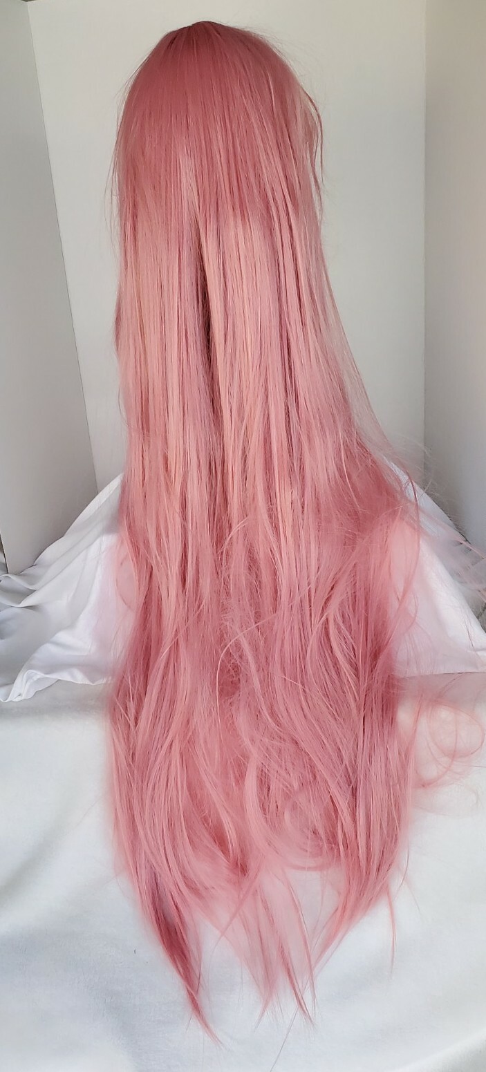 Long Pink Wig Cosplay Party Halloween Wig Full Synthetic Anime Adjustable Cap