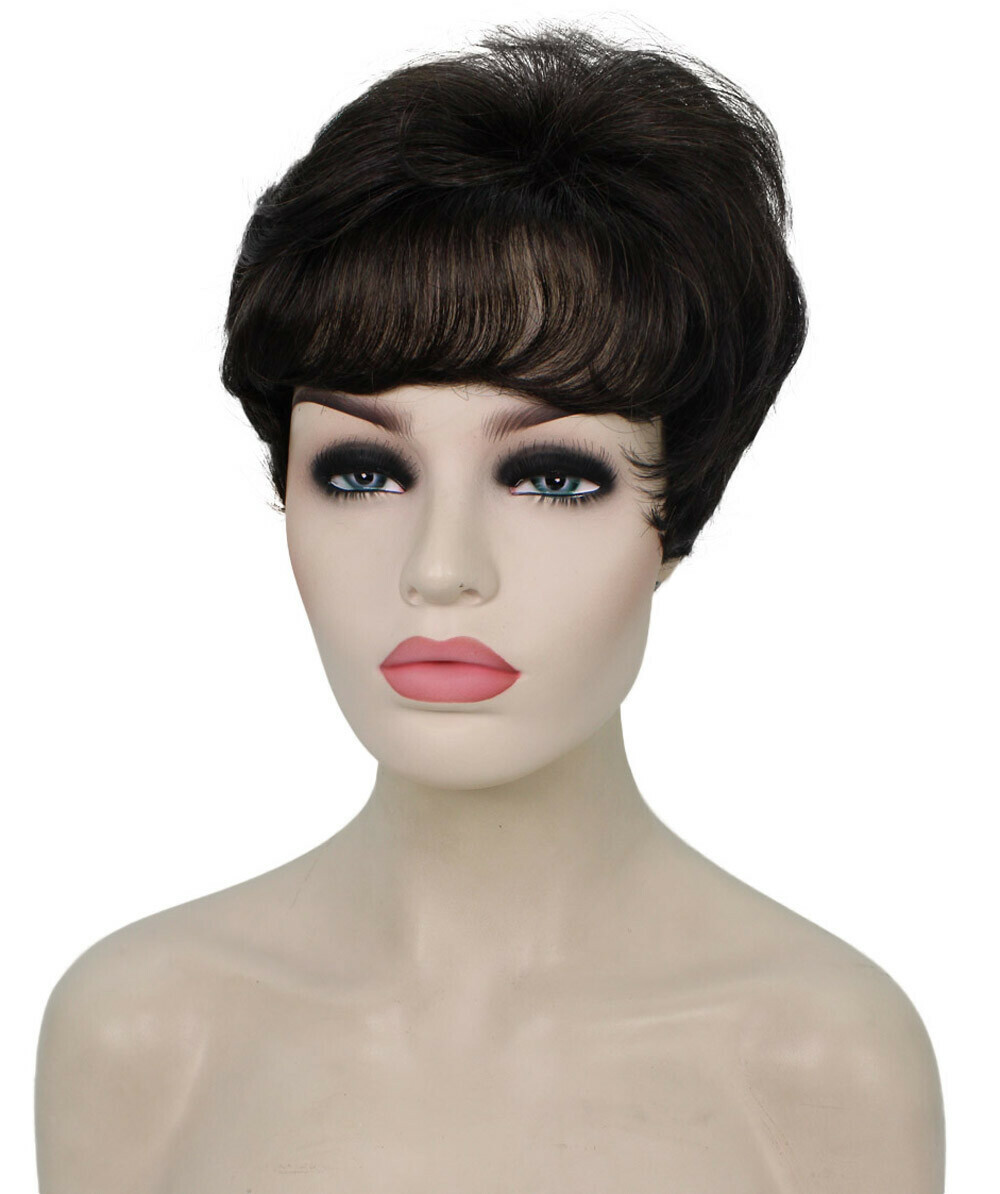 Ava – Straight Kanekalon Synthetic Fiber Full Wig, 1.5 – 4.5 in, Dark Brown