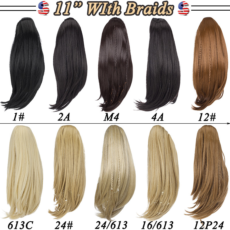 POP Lady Claw Ponytail Short Braid Long Curl As Real Pony Tail Hair Extensions a